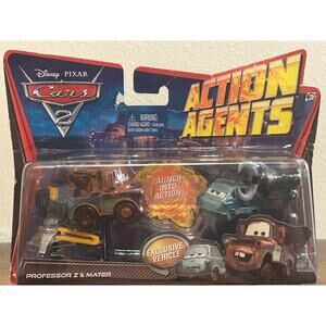 New Disney Pixar Cars 2 Action Agents Professor Z & Mater toy set 2010 Sealed